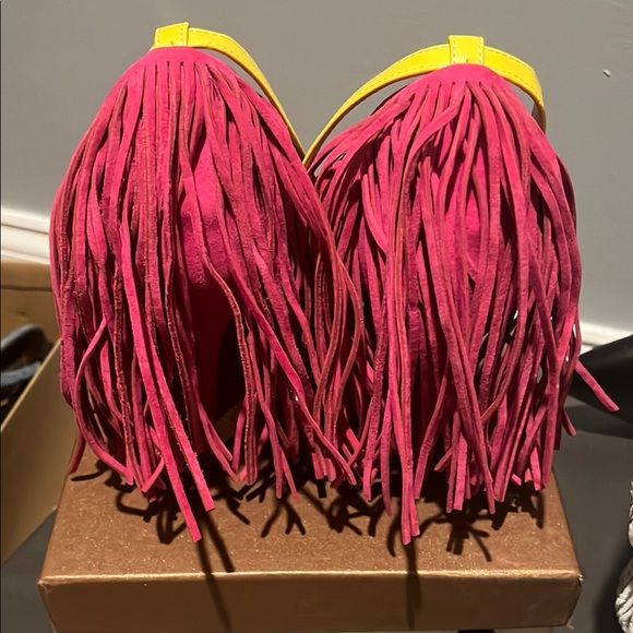 Colorful Ankle Strap Peep-Toe Heels - Picture 3 of 4